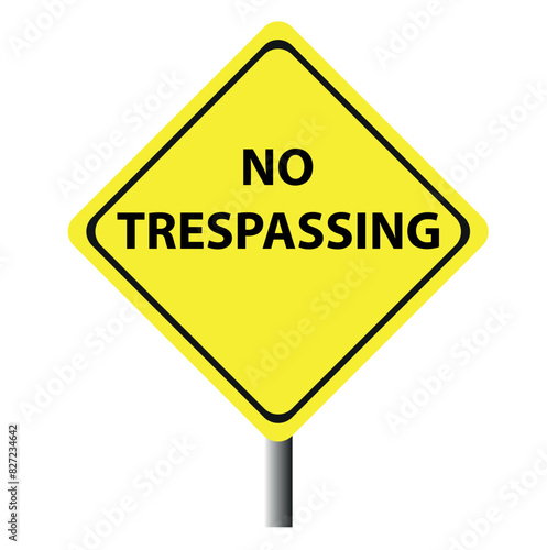 No trespassing sing hanged on an wire fence in front of a dockyard. It says that passing from here is forbidden.
