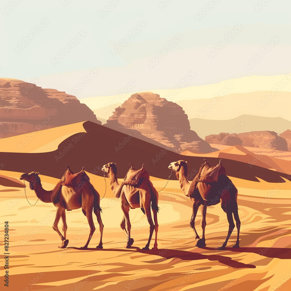 Fototapeta premium camels in the desert