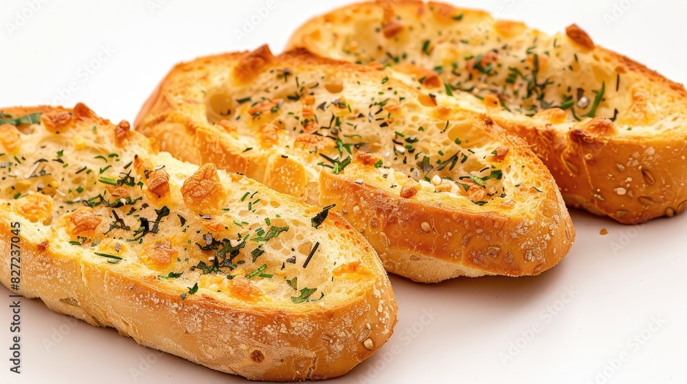 Garlic bread on a white background Garlic bread on a white background