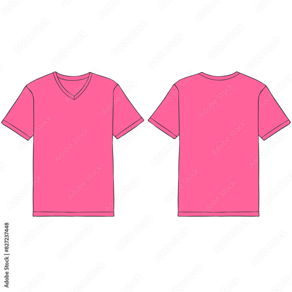 pink v neck t shirt mockup illustration pink v neck t shirt mockup illustration