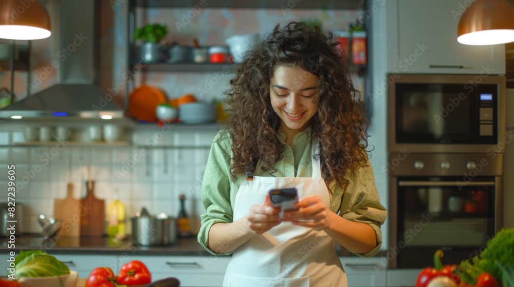 The woman reading recipe The woman reading recipe