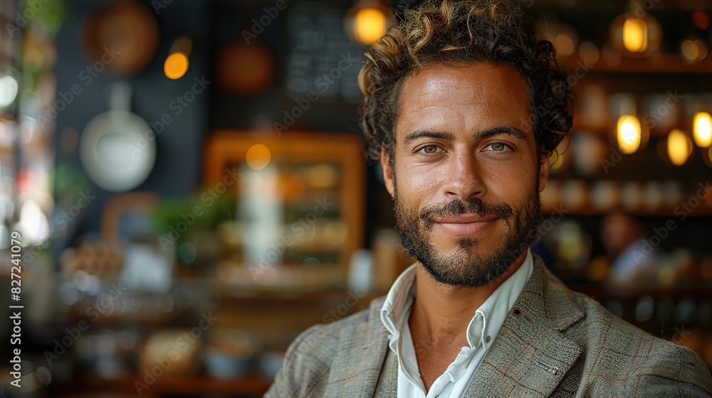 businessman working on tablet computer in cafe