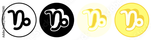 set trendy Capricorn symbol. Capricorn Astrology horoscope sign pictogram design vector illustration
