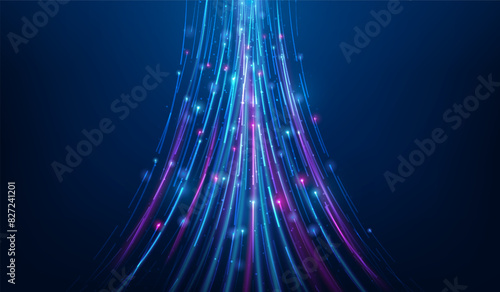 big data line online network technology on blue background. high speed internet digital wallpaper. vector illustration fantastic design.