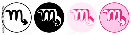 set trendy Scorpio symbol. Scorpio Astrology horoscope sign pictogram design vector illustration