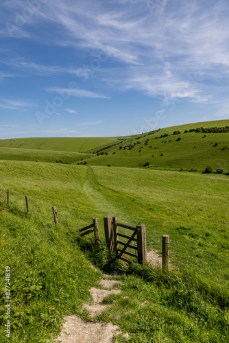 A gate in the Sussex countryside  on a sunny spring day