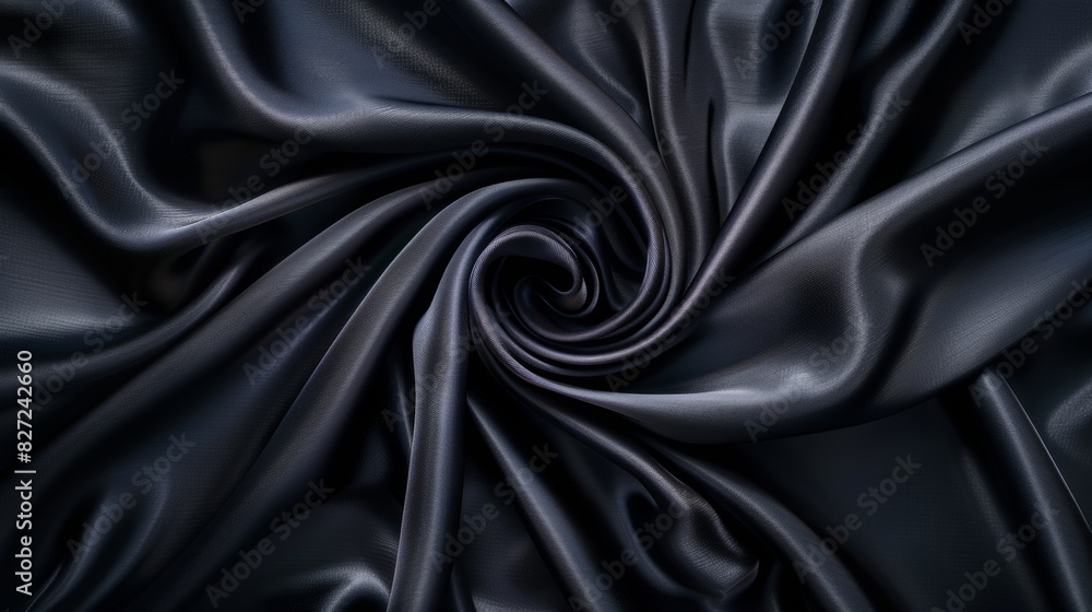 Fototapeta premium wrinkles of fabric black silk, from above