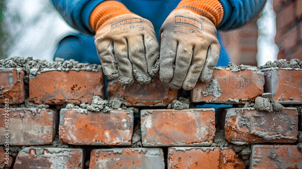 Bricklayer at Work: Precision and Skill Bricklayer at Work: Precision and Skill