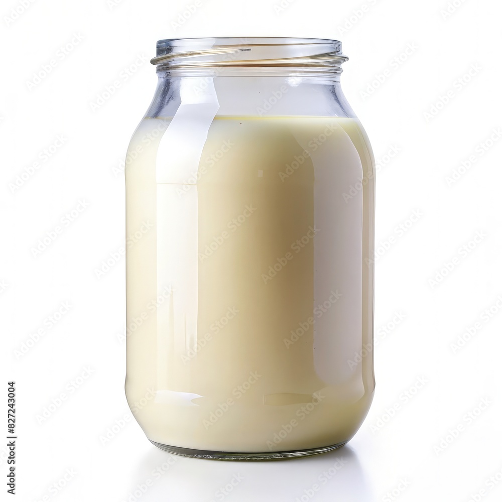 Glass Jar Filled With Light Brown Liquid. Generative AI Glass Jar Filled With Light Brown Liquid. Generative AI