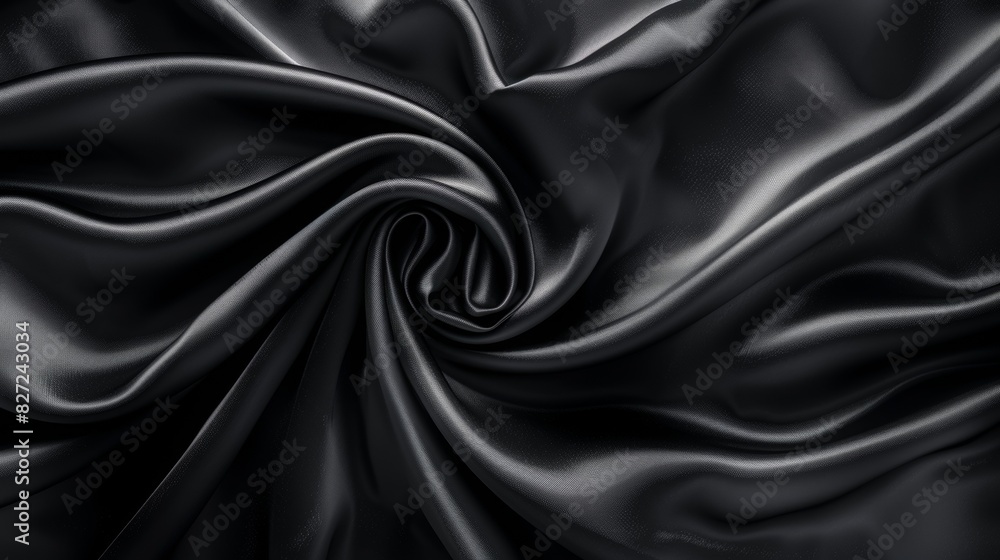 wrinkles of fabric black silk, from above wrinkles of fabric black silk, from above