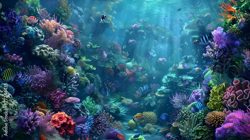 Underwater Coral Reef  A vibrant coral reef teeming with marine life  captured in stunning detail.
