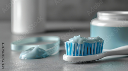 Toothbrush toothpaste and dental floss isolated