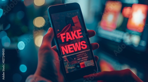 The smartphone with fake news photo