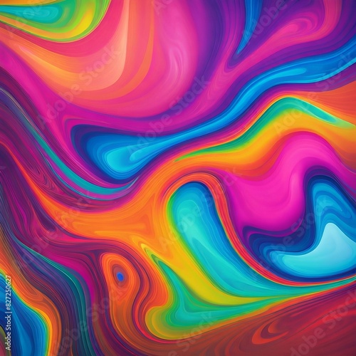 Vibrant Colors and Shapes of a Psychedelic Liquid Background mixed colors rainbow colors waves