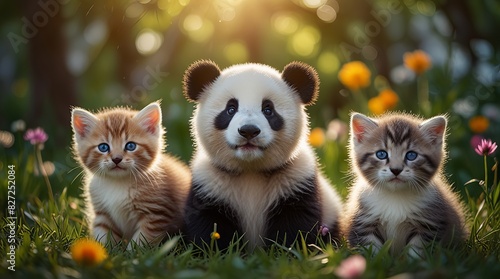 group of cute animals taking photo ai generated photo