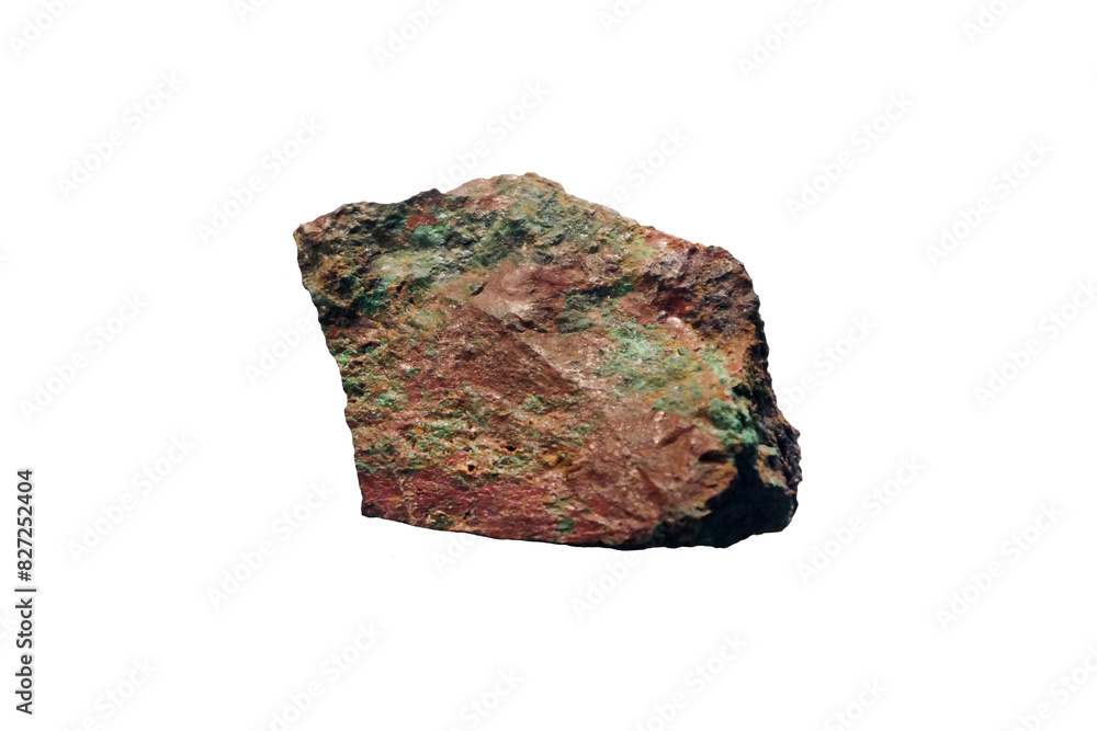 Raw cuprite mineral rock specimen isolated on white background. copper ore Raw cuprite mineral rock specimen isolated on white background. copper ore
