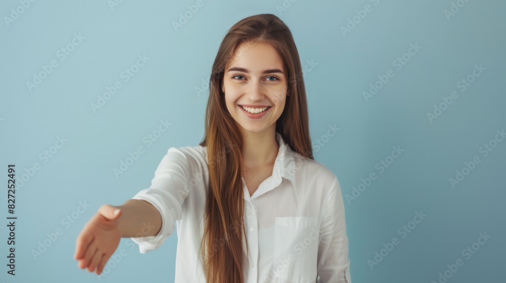 The friendly woman smiling The friendly woman smiling