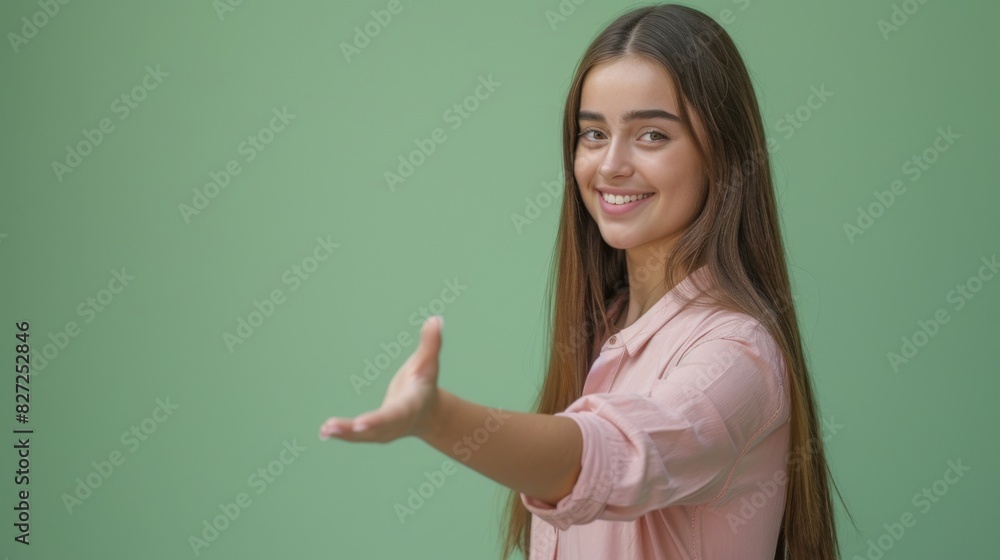 The friendly inviting woman The friendly inviting woman