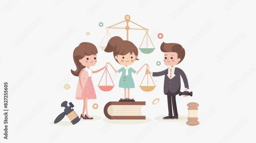 legal negotiation chibi art flat design side view conflict resolution theme animation colored pastel legal negotiation chibi art flat design side view conflict resolution theme animation colored pastel