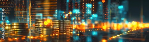 Wallpaper Mural Futuristic abstract city skyline with vibrant lights and glowing buildings, showcasing a technological metropolis at night. Torontodigital.ca