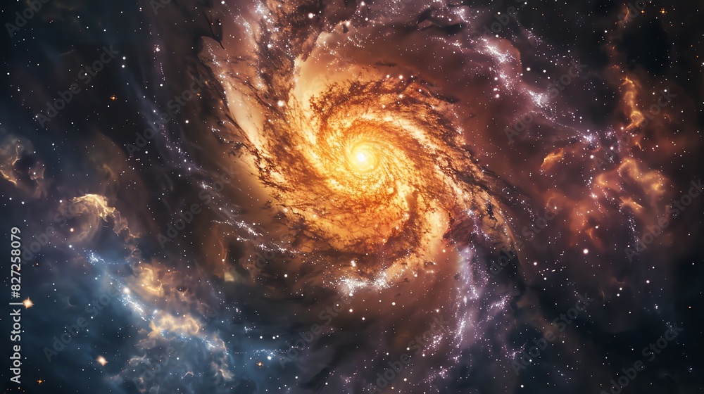 A mesmerizing view of a spiral galaxy in deep space. A mesmerizing view of a spiral galaxy in deep space.