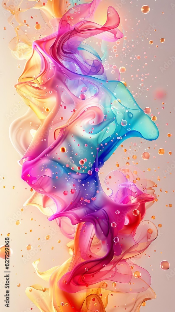 Obraz premium A vibrant digital art piece showcasing fluid colorful abstract forms and textures, perfect for modern design and creative backgrounds.