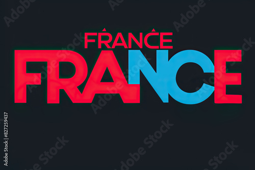 Text-based design with the word "France" in red and blue on a dark background