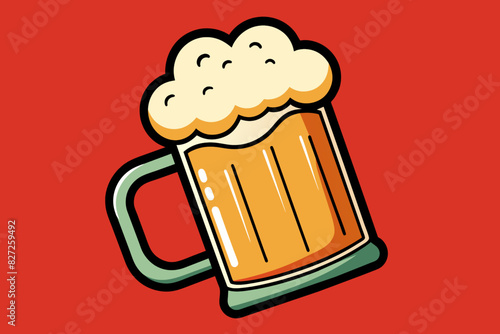  a glass mug overflowing with foamy beer for bar menu or pub sign design photo