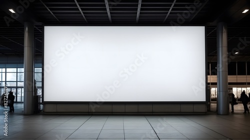 Blank Billboard in Modern Airport Terminal
A blank billboard positioned in a spacious, modern airport terminal, ideal for advertising, travel, and commercial purposes.
