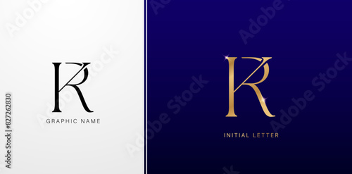 KR or RK initials letters monogram logos designs symbol for business cards elements, branding company identity, advertisement material golden foil, collage print, ads campaign, wedding invitation sign