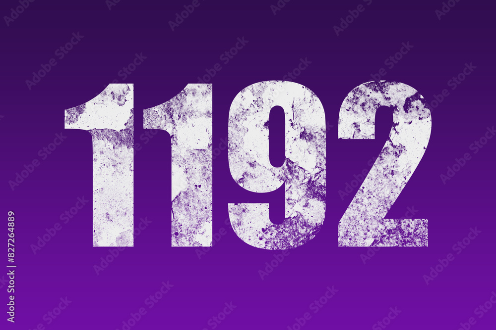 flat white grunge number of 1192 on purple background. flat white grunge number of 1192 on purple background.