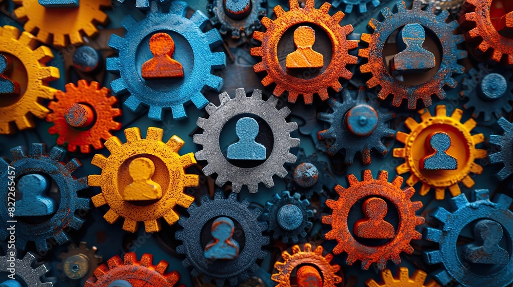 A conceptual artwork of gears with people inside, symbolizing human capital in business processes. A conceptual artwork of gears with people inside, symbolizing human capital in business processes.