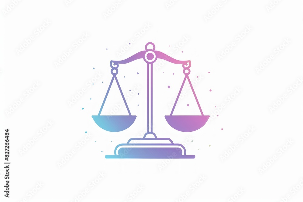 Colorful Scales of Justice Icon in Simple Gradient Style, Symbolizing Fairness and Law, Generative AI Colorful Scales of Justice Icon in Simple Gradient Style, Symbolizing Fairness and Law, Generative AI