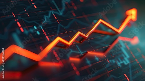 Ascending graph arrow symbolizing upward movement and profitability in stock markets photo