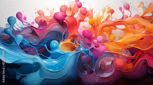 A canvas blooms into a vibrant symphony, splashes of color dancing with unrestrained emotion photo