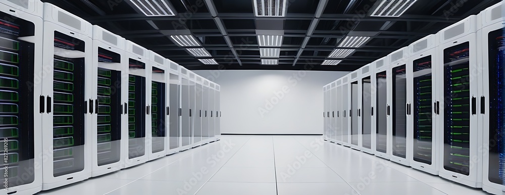 Obraz premium server room hallway interior background