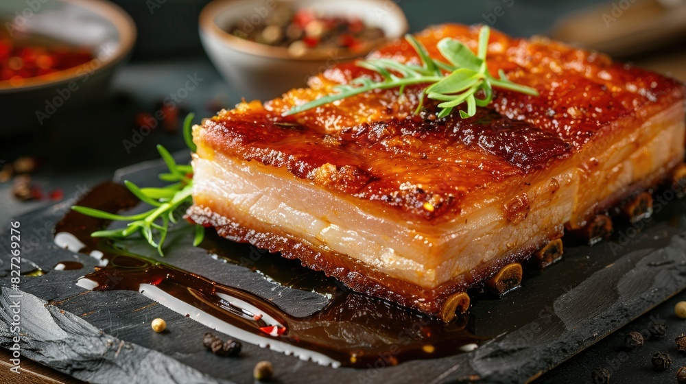 Crispy pork belly with golden crackling, a savory delight for pork lovers craving crunchy goodness Crispy pork belly with golden crackling, a savory delight for pork lovers craving crunchy goodness