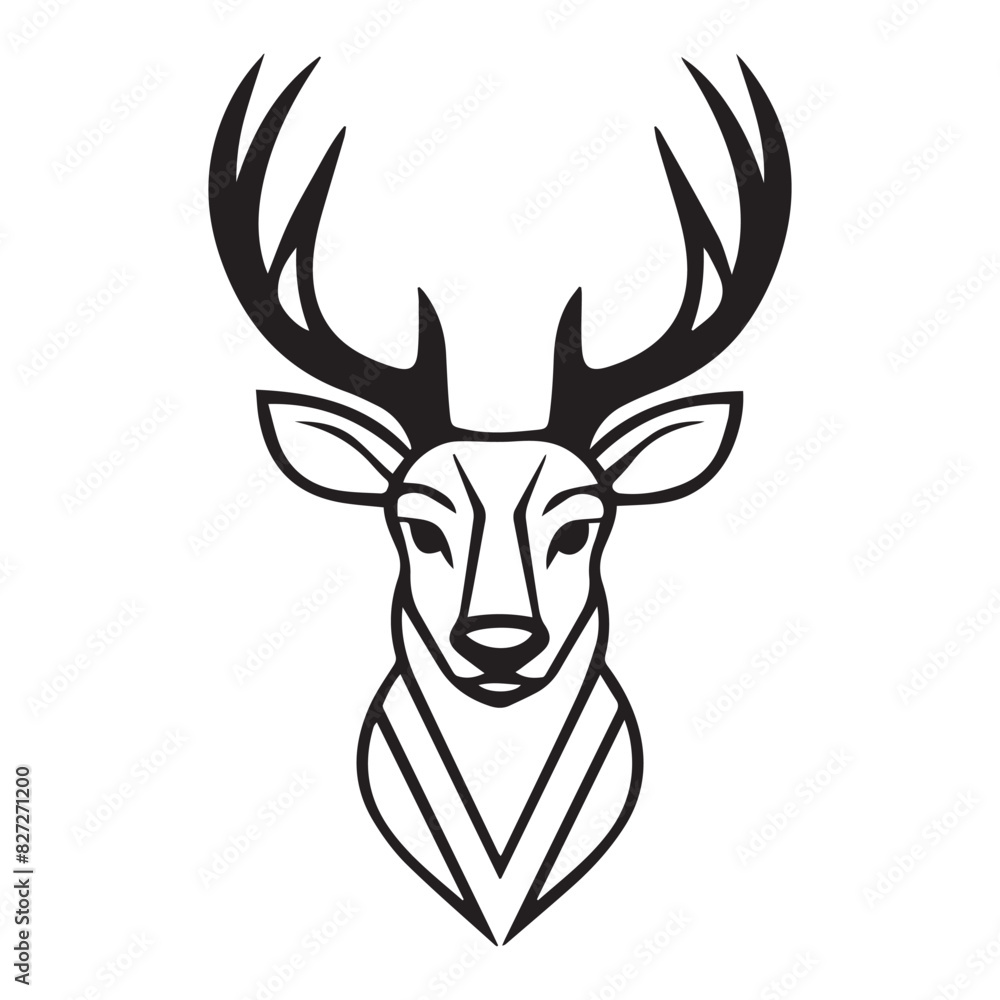 Naklejka premium deer head silhouette deer logo, icon deer vector illustration