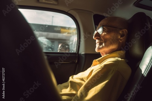 elderly man in car, senior travel concept