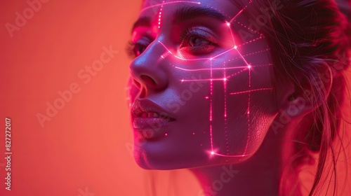 lifting lines advertising of face contour correction female face skin lifting facial rejuvenation concept