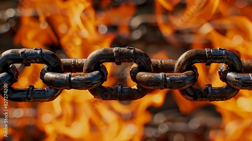 Fiery chains symbolizing resilience in the face of adversity, embodying unyielding strength