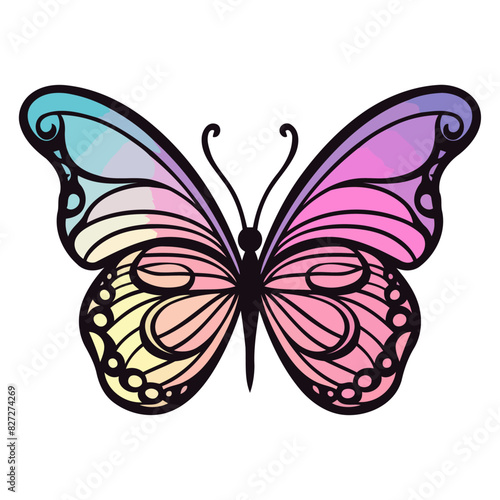Delicate butterfly icon with vibrant and intricate wing designs.