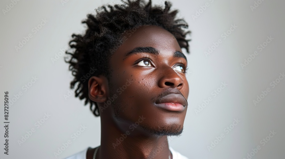 closeup african man on white background closeup african man on white background