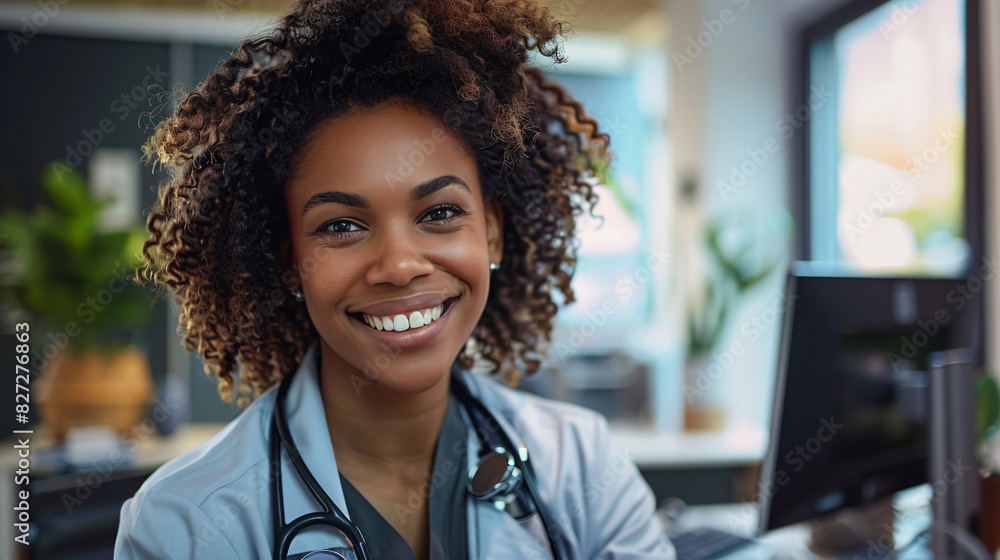 Friendly hospital worker chatting with a patient using telehealth technology Friendly hospital worker chatting with a patient using telehealth technology