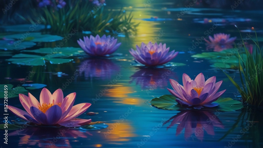 water lily in the pond water lily in the pond