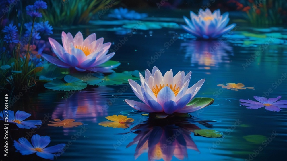 water lily in the pond water lily in the pond