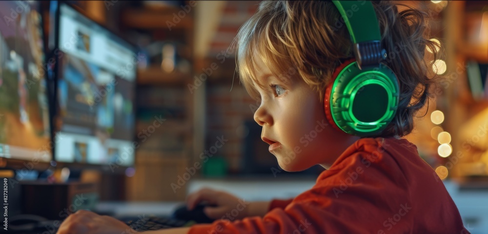 The Boy Gaming with Headphones