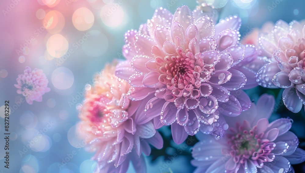 Beautiful chrysanthemum flowers with dew drops on petals. Beautiful chrysanthemum flowers with dew drops on petals.