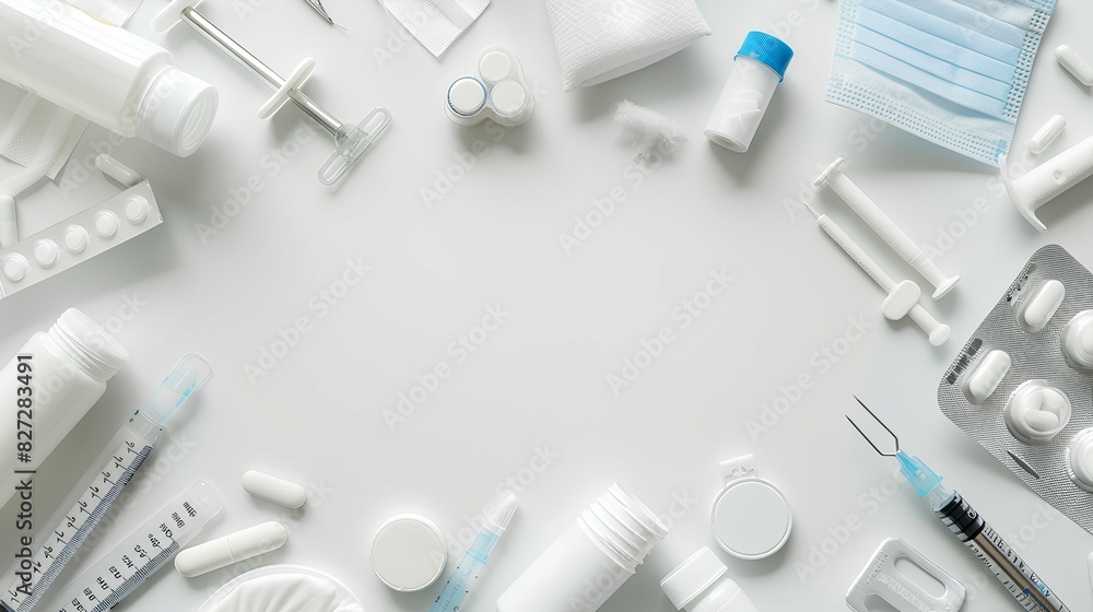 Medical supplies and equipment arranged with blank C
copy space Medical supplies and equipment arranged with blank C
copy space