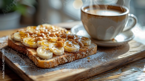 Delicious Multi-Grain Toast with Almond Butter  Bananas  and Berries